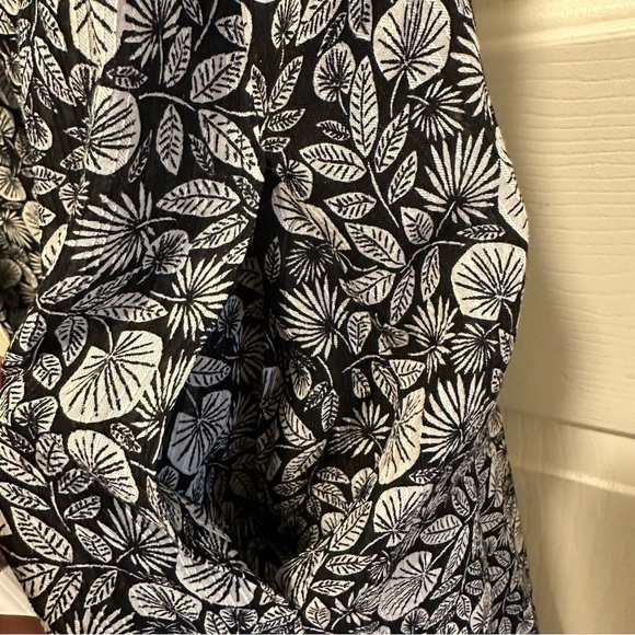 Loft Palm Flutter Strap Pocket Black White Midi Dress Size Medium - Picture 8 of 10